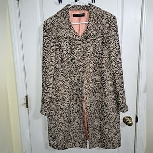 Dana Buchman Woman Animal Print Coat sz 16 Tan Brown
